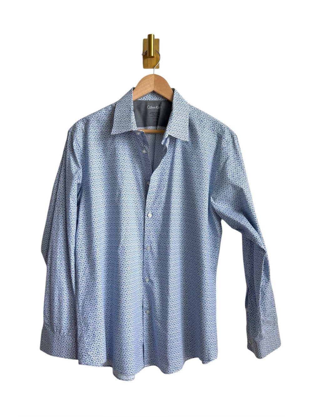 Calvin Klein Extreme Slim Fit Geometric Print Button Down Shirt Blue Large